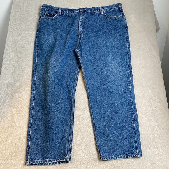 Carhartt Men's Jeans 50x30 Relaxed Fit Blue Denim 100% Cotton Durable Workwear - Picture 10 of 11